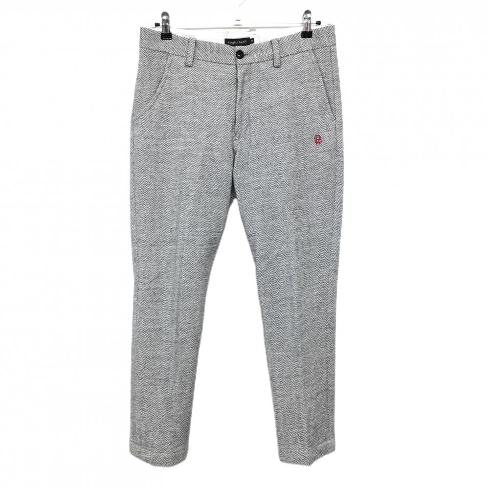 la fan dos well wool pants gray × white herringbone pattern thermal storage lining men's M Golf wear rough&swell