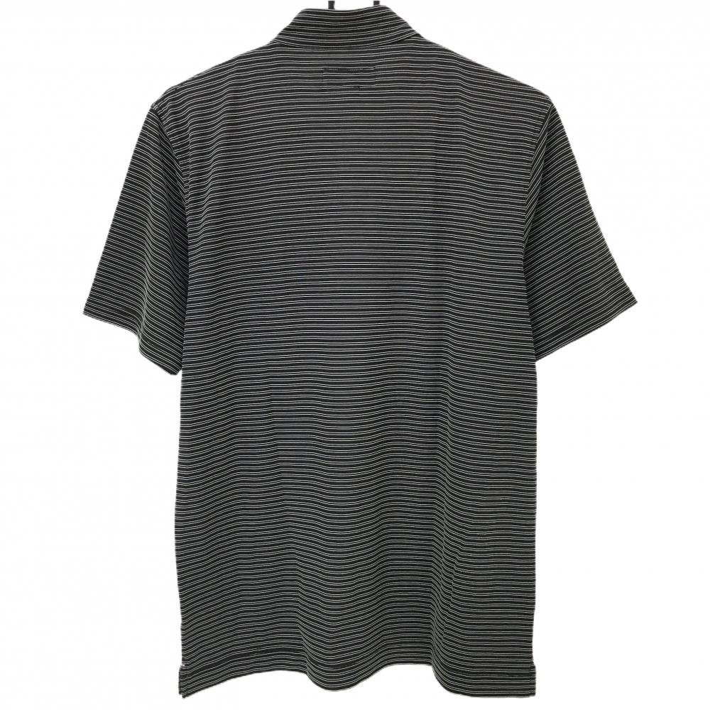 カッターアンドバック 半袖ハイネックシャツ 黒×白 ボーダー ハーフジップ メンズ M ゴルフウェア CUTTER＆BUCK_画像2