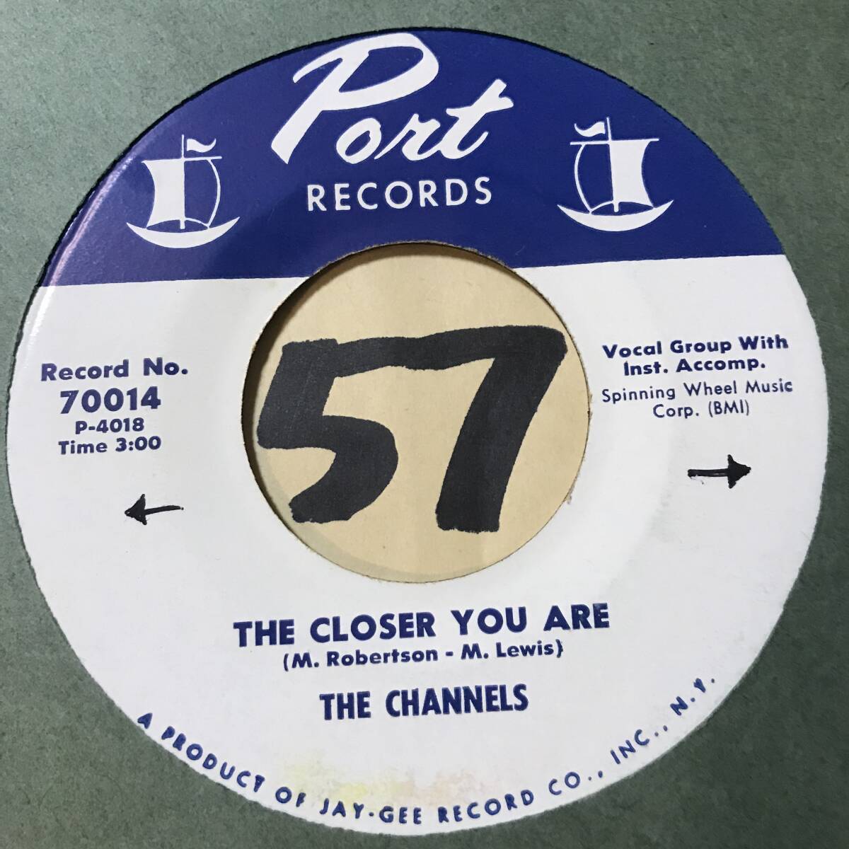 試聴 1959年DOO-WOP45 THE CHANNELS NOW YOU KNOW / THE CLOSER YOU ARE 両面NM 