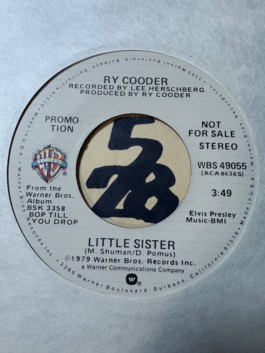 新品 エルヴィス名曲カヴァー ライ・クーダー LITTLE SISTER MONO/STEREO PROMO PRESS 1979/デヴィッド・リンドレー=ギター 