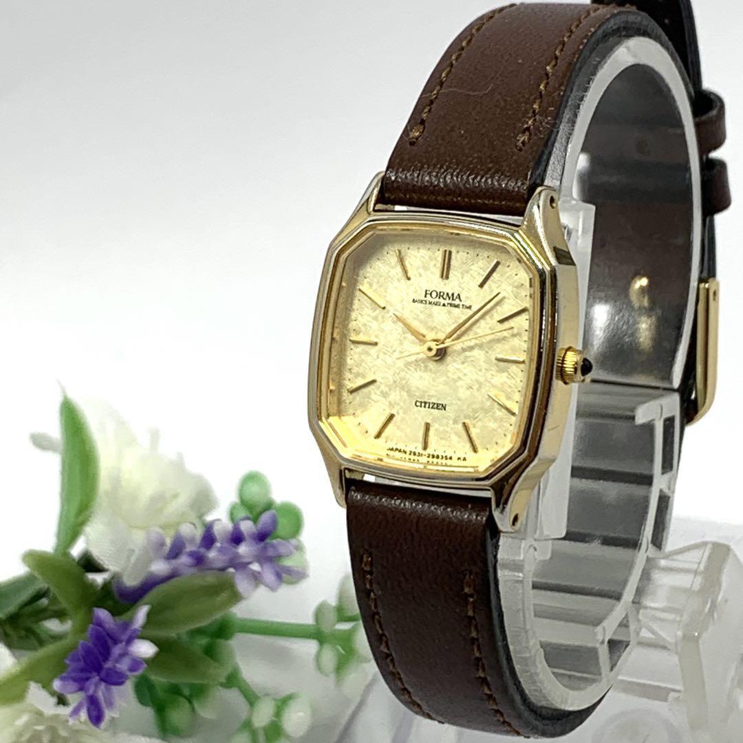 649 CITIZEN FORMA シチズン フォルマ レディース 腕時計 3針 クオーツ式 新品電池交換済 人気 希少 レトロ ヴィンテージ アンティーク