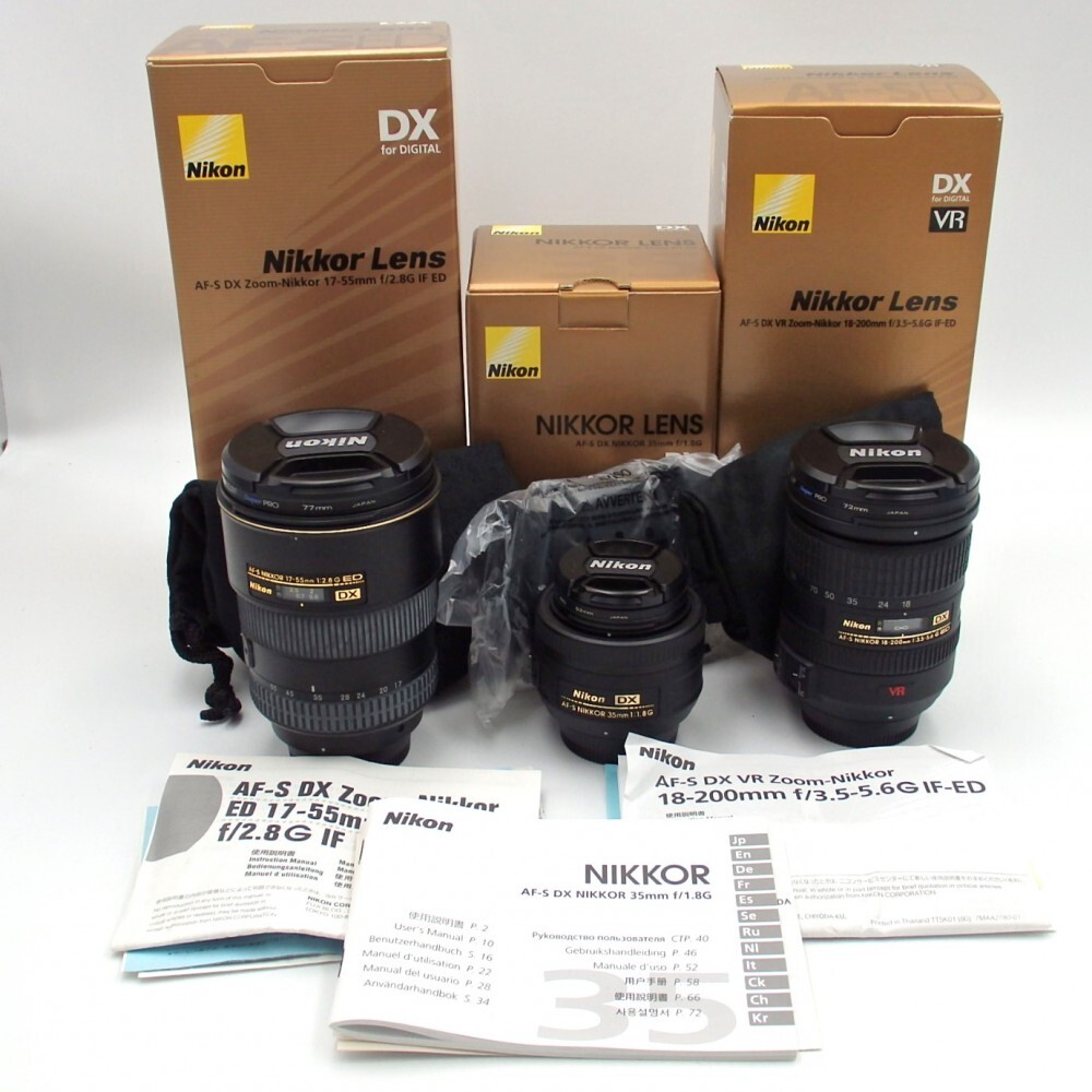 1円〜 Nikon ニコン AF-S NIKKOR 17-55mm/35mm/18-200mm DX ED レンズ 計3点 ケース・箱付 動作未確認 y282-3089193【Y商品】