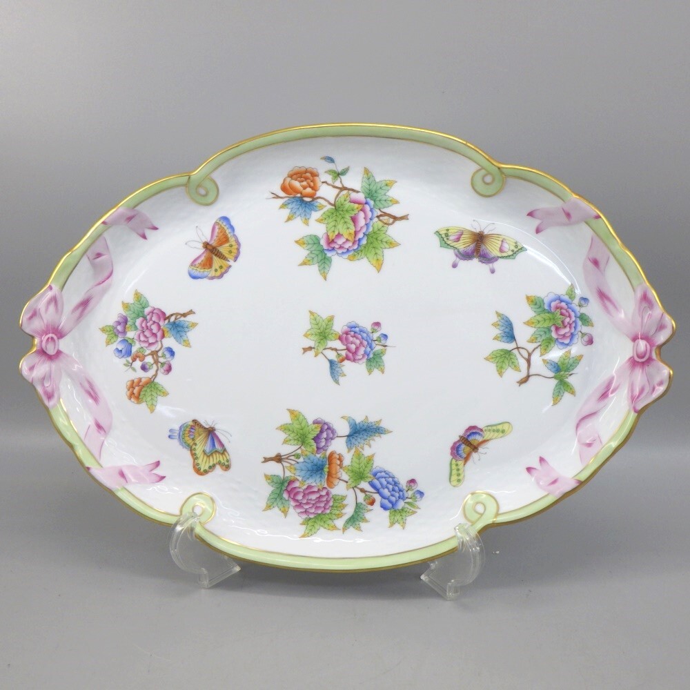 ヘレンドパーティプレート 花柄両サイドリボン 大皿 ヘレンドパーティプレート 花柄両サイドリボン 大皿