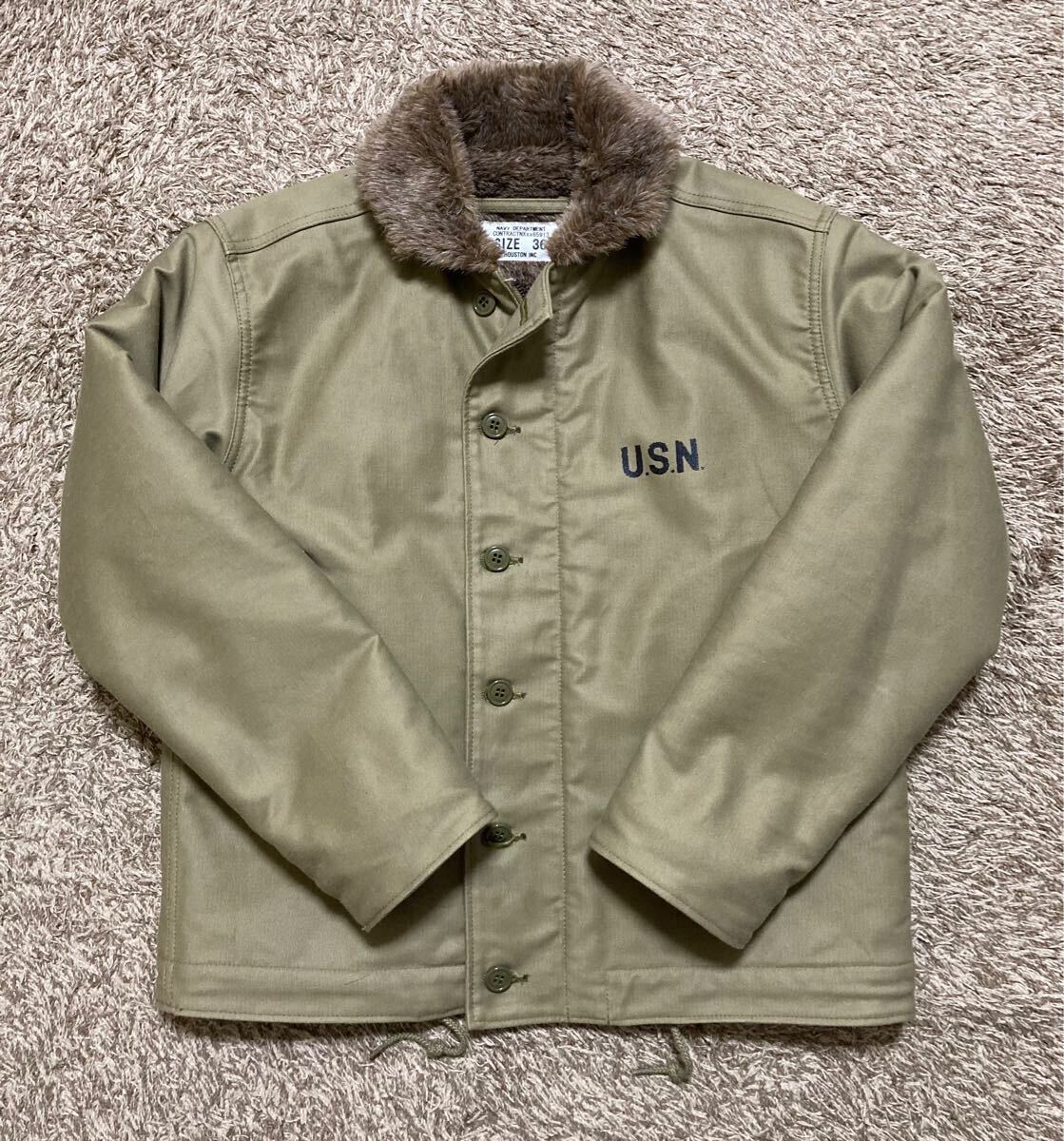 即決　美品 HOUSTON N-1 デッキジャケット 36 ヒューストン N1 USN 
