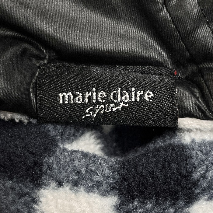 marie claire sport パーカーべスト ジャケット チェック柄のフリース裏地 リバーシブル ポリ100% L ブラック 黒×赤×グレー レディース_画像7