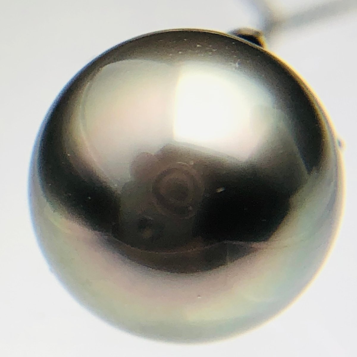 【77】 K14WG 黒蝶真珠 ネックレス 9mm玉 ベネチアンチェーン 40㎝ 2.4ｇ 