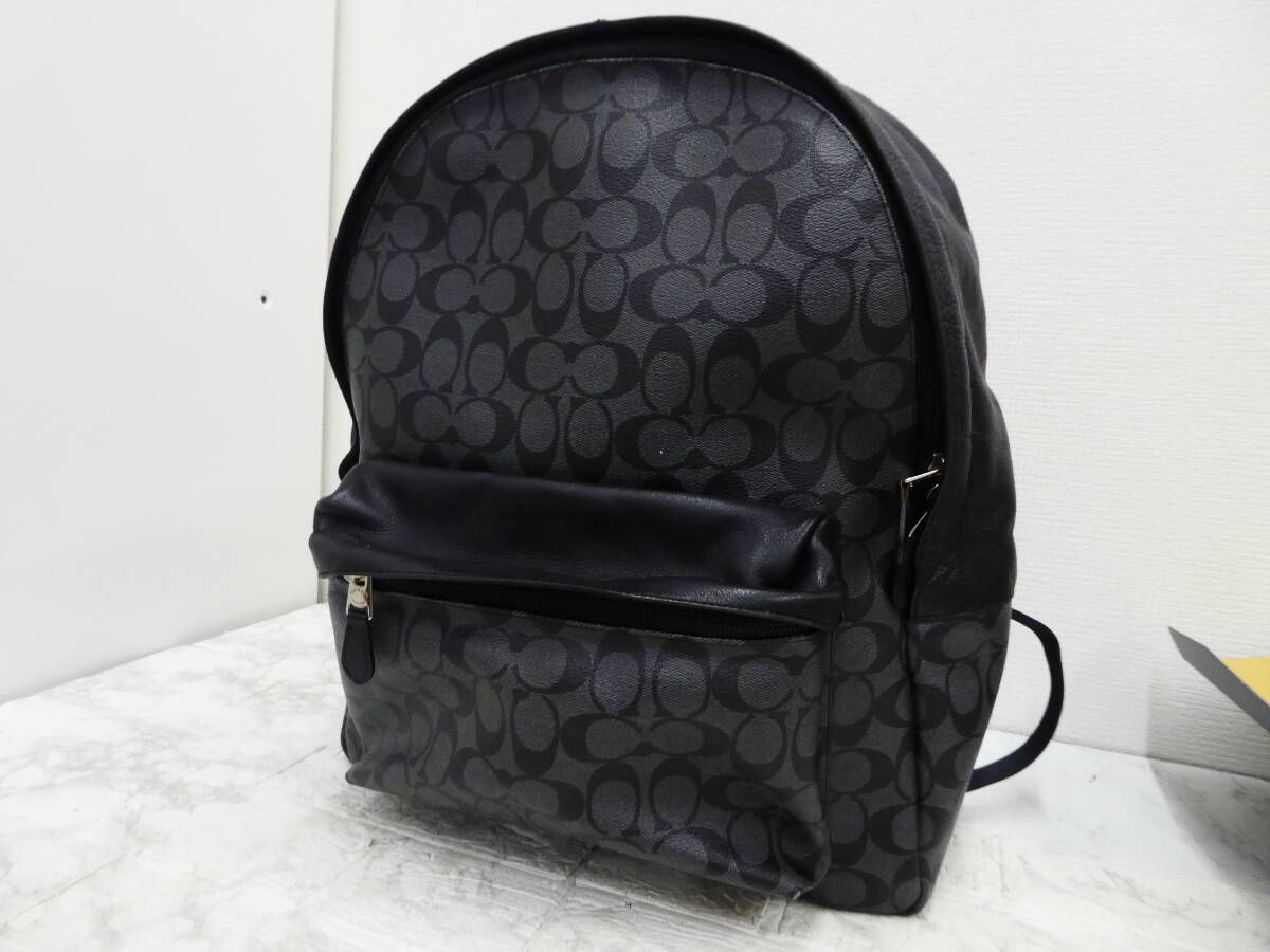 ☆ COACH コーチ メンズ チャーリーズイン シグネチャー バックパック リュックサック 1円スタート ☆