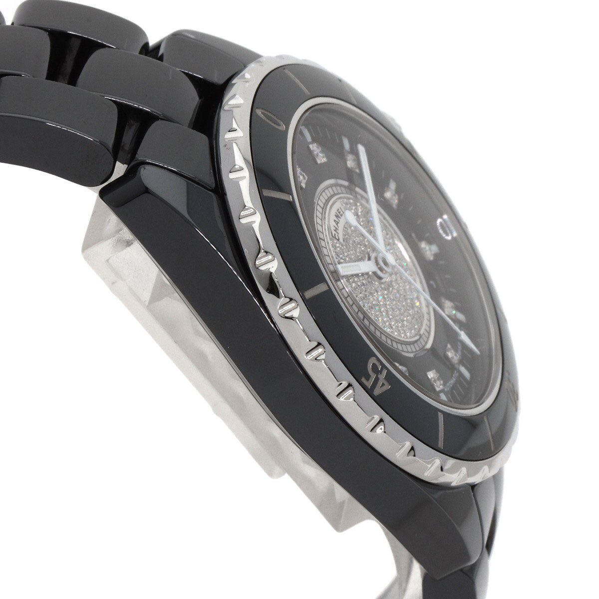 CHANEL シャネル H1757 J12 38mm 12P?センター ダイヤモンド 腕時(shí)計(jì) セラミック セラミック メンズ 中古
