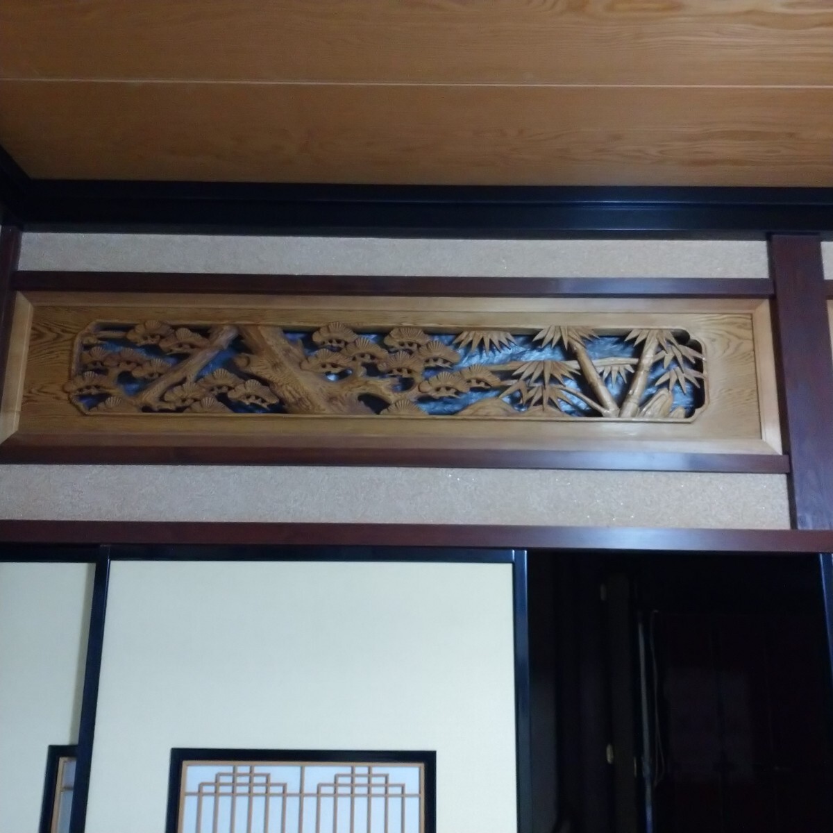 即決!松竹梅欄間 らんま1対 彫刻2枚日本家屋和風伝統工芸品縁起物 即決!松竹梅欄間 らんま1対 彫刻2枚日本家屋和風伝統工芸品縁起物