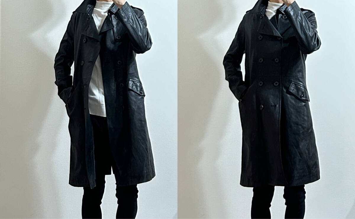 junhashimoto★コート　4 定価28万 junhashimoto COW LEATHER TRENCH COAT 4 ブラック