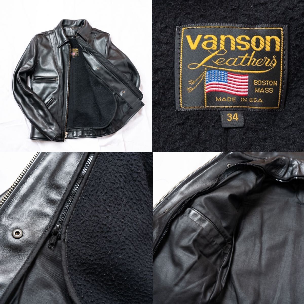 美品 VANSON バンソン F シングルライダース 牛革 34 ライナー 美品 VANSON バンソン F シングルライダース 牛革 34 ライナー