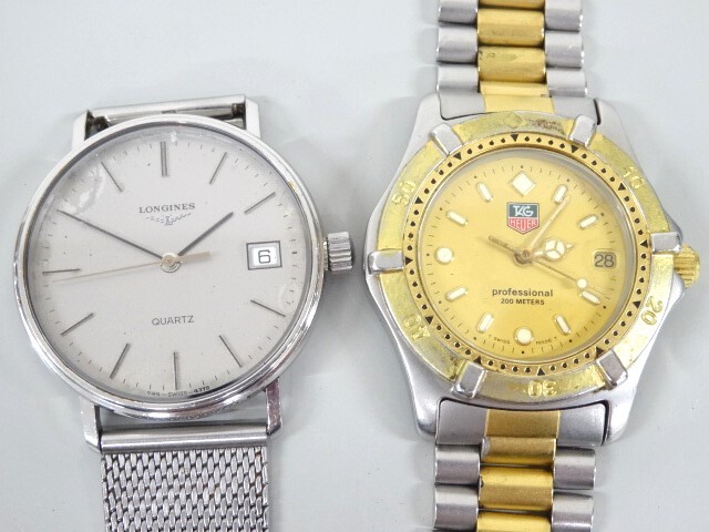 ジャンク 2点 まとめて TAG HEUER タグホイヤー プロフェッショナル 200ｍ 964.013-2 LONGINES ロンジン 744 4379 クオーツ デイト 腕時計