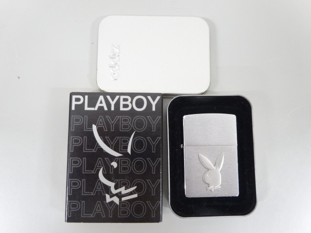 新品 未使用品 2003年製 ZIPPO ジッポ PLAYBOY BUNNY プレイボーイ バニー 立体 メタル貼り シルバー 銀 オイル ライター USA
