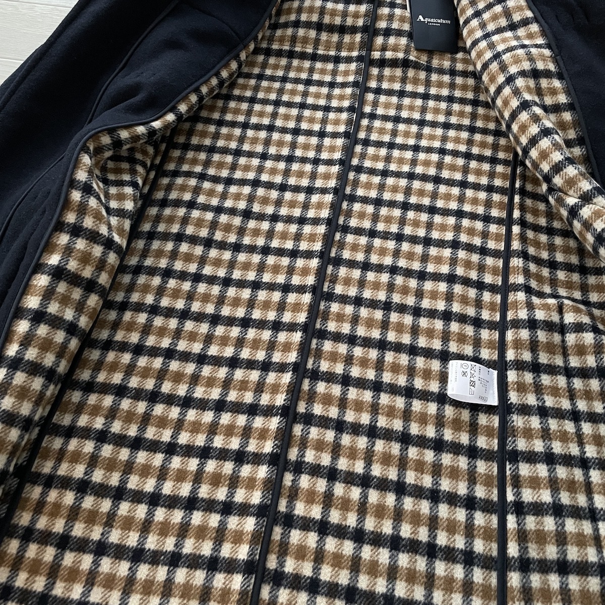  new goods unused tag attaching Aquascutum Aquascutum wool duffle coat size 34 86cm navy blue color gentleman clothes suit men's Western-style clothes high brand 