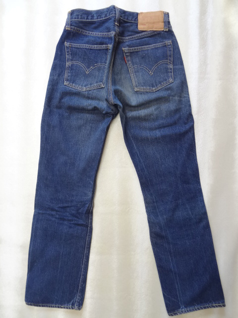 ビンテージ 50S LEVIS 501EXX ビッグE ダブルエックス 紙 パッチ シングルステッチ 赤耳 W26 色落ち ヒゲ オリジナル タブ イエロー ボタン