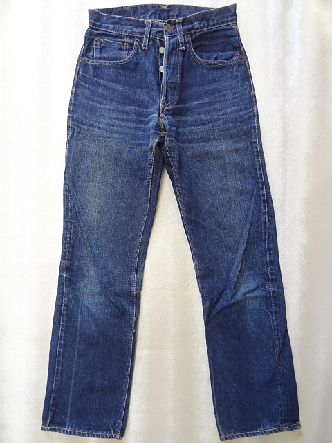 ビンテージ 50S LEVIS 501EXX ビッグE ダブルエックス 紙 パッチ シングルステッチ 赤耳 W26 色落ち ヒゲ オリジナル タブ イエロー ボタン