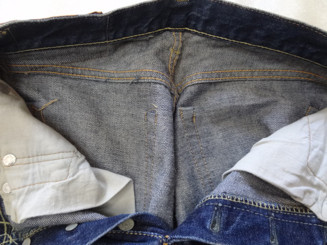 ビンテージ 50S LEVIS 501EXX ビッグE ダブルエックス 紙 パッチ シングルステッチ 赤耳 W26 色落ち ヒゲ オリジナル タブ イエロー ボタン