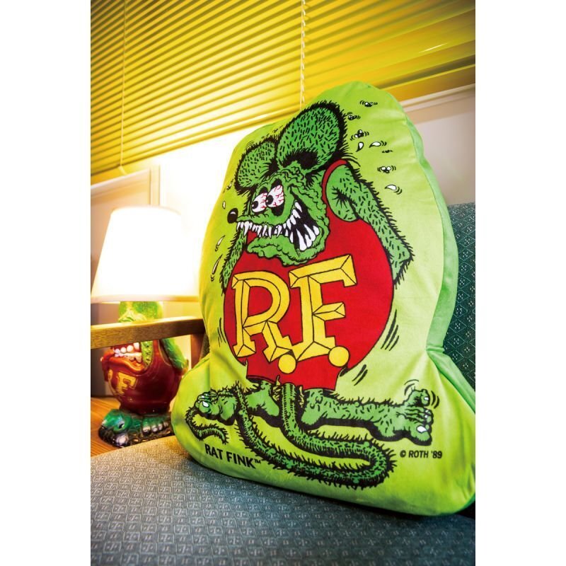 【Rat Fink?ラットフィンク】※【ダイカットクッション?里表デザイン】　RAF578　MOONEYES　ムーンアイズ　アメリカン雑貨　