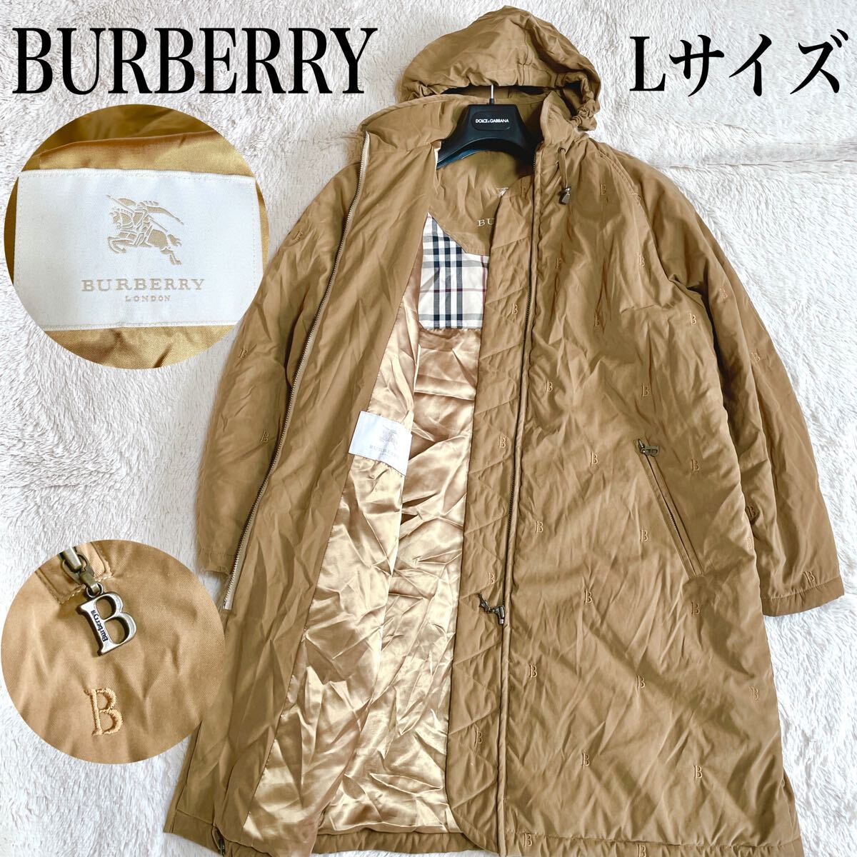 最大10%OFFクーポン 美品 マルチカラー 中綿 ステンカラーコート バーバリー フード モッズコート ノバチェック B柄 金タグ BURBERRY 激レア ジャケット・アウター