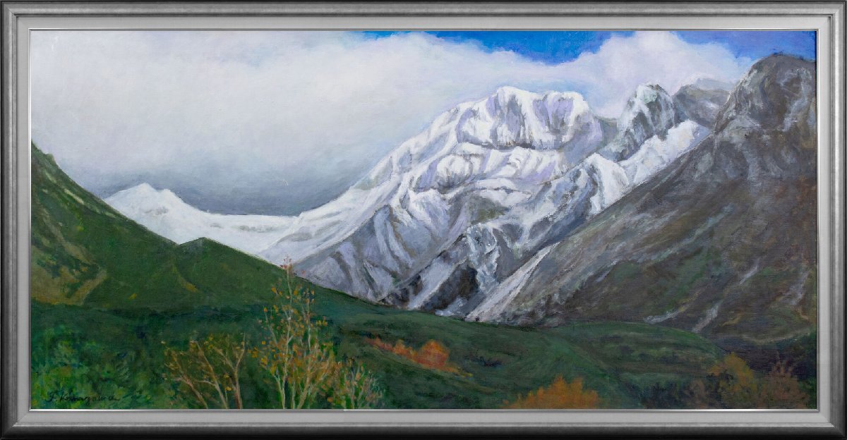 金澤巌 「照り陰る冠雪の山（上ホロカメットク山）」 油絵・油彩画 絵画 - 北海道画廊