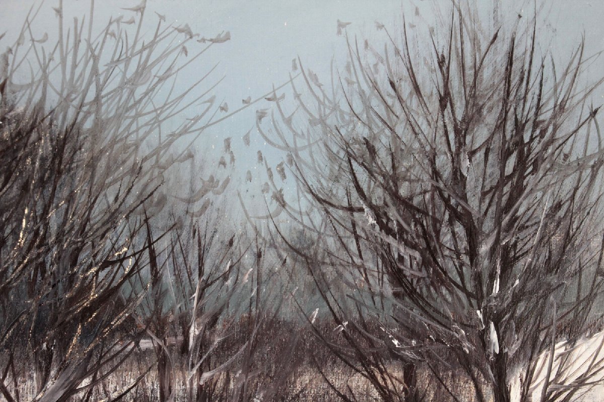 楽天市場】絵画 黒澤信男 油絵・油彩画 『厳冬の流れ』 家 川 木