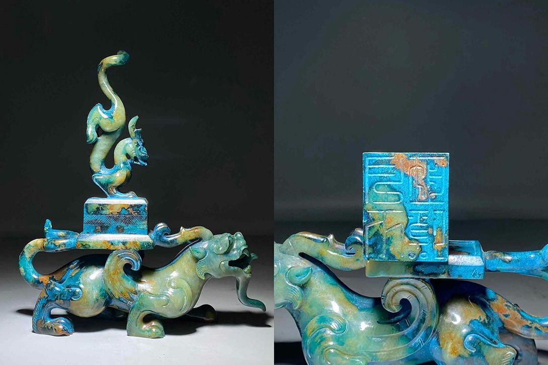 □観心・時代旧蔵□C568漢時代 和田玉 玉獣 時代古 □観心・時代旧蔵□C568漢時代 和田玉 玉獣 時代古