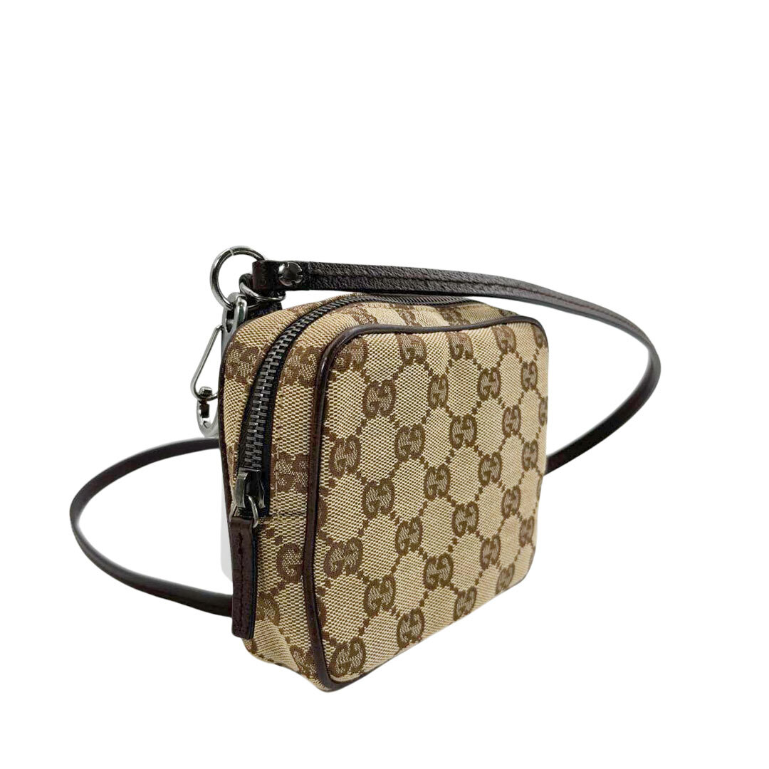 GUCCI Gucci Mini сумка на плечо сумка GG парусина кожа хаки бежевый Brown 120975 1956