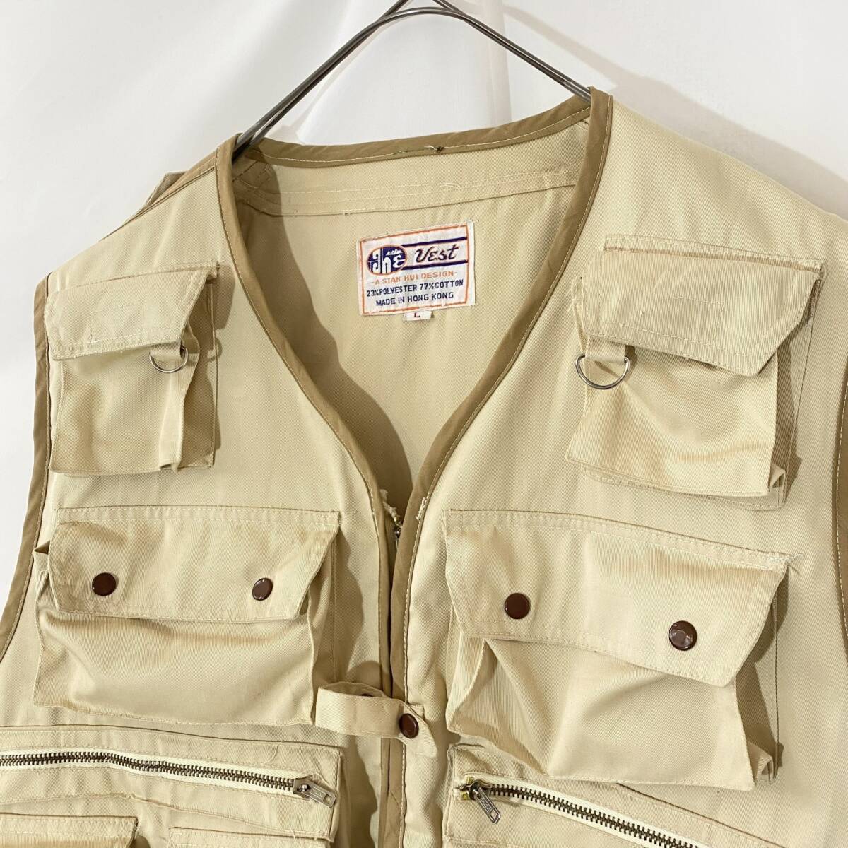 L 古着 60s 70s ベスト 香港製 フィッシングベスト ヴィンテージ L 古着 60s 70s ベスト 香港製 フィッシングベスト ヴィンテージ