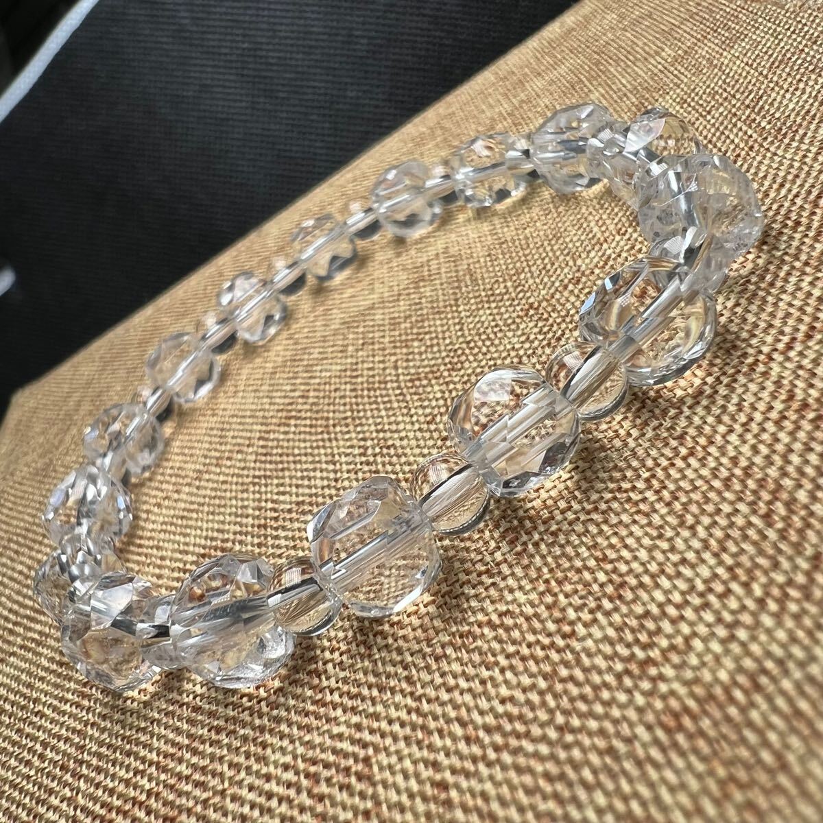 【610187】高品質 天然 水晶 キューブカット 7mm ブレスレット 天然石_画像1