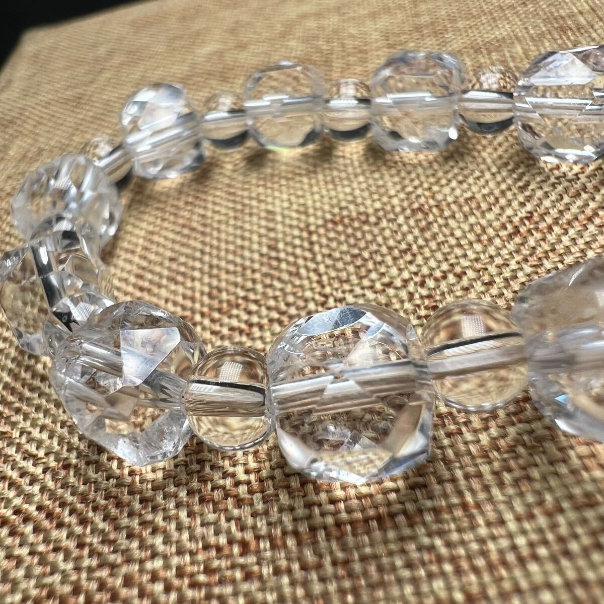 【610187】高品質 天然 水晶 キューブカット 7mm ブレスレット 天然石_画像5