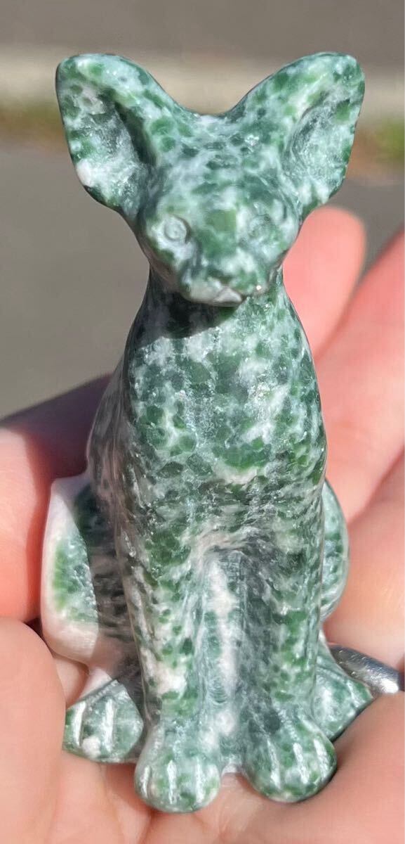 Good クオリティー! ツリーアゲ-ト天然石のエジプシャンキャット彫刻品 sale!置物 猫 縁起物 招福 金運 福