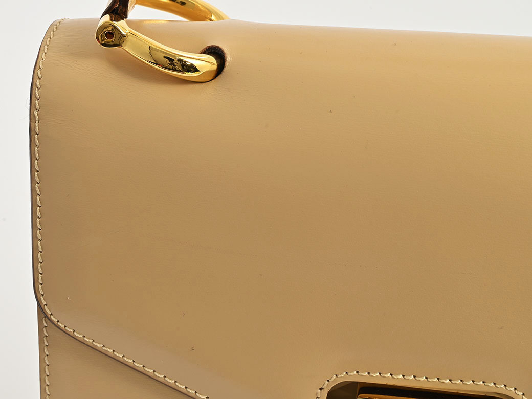 セリーヌ オールドセリーヌ Wフラップ ロゴリング ハンドバッグ ベージュ レディース レザー トップハンドル CELINE 中古