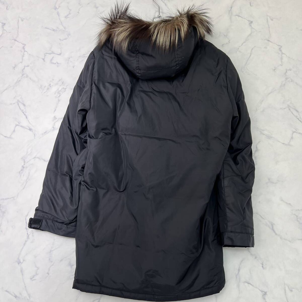 [L] Burberry Black Label длинный пуховик 2way натуральный мех капот чёрный черный мужской noba проверка шланг Logo BURBERRY