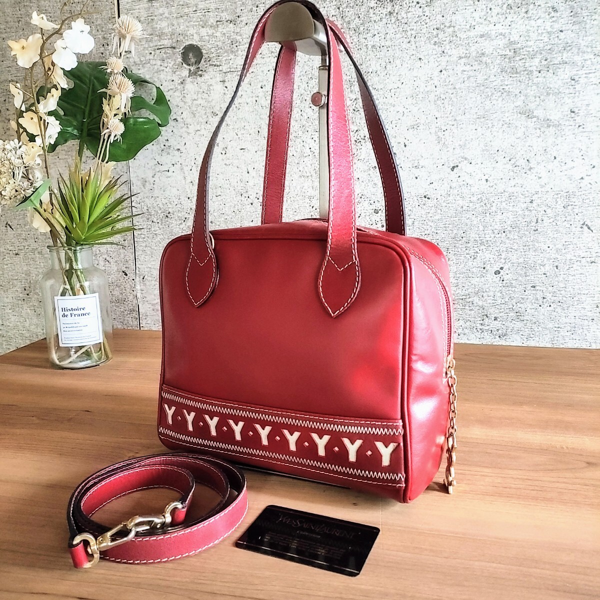 品 イヴ サンローラン ヴィンテージ 2way レザー ショルダー 品 イヴ サンローラン ヴィンテージ 2way レザー ショルダー