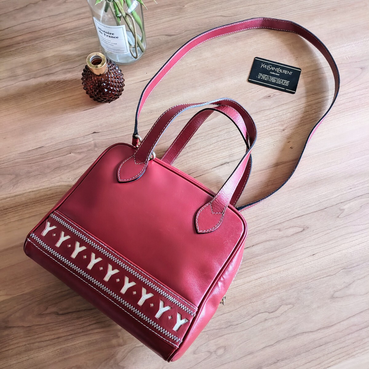 品 イヴ サンローラン ヴィンテージ 2way レザー ショルダー 品 イヴ サンローラン ヴィンテージ 2way レザー ショルダー