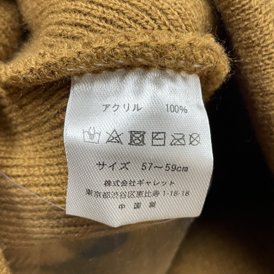 Dickies ブラウン ニットキャップ アウトドア キャンプ ゴルフスポーツ帽子バイクトラック ホワイトワッペンアクリル生地タグ ディッキーズ