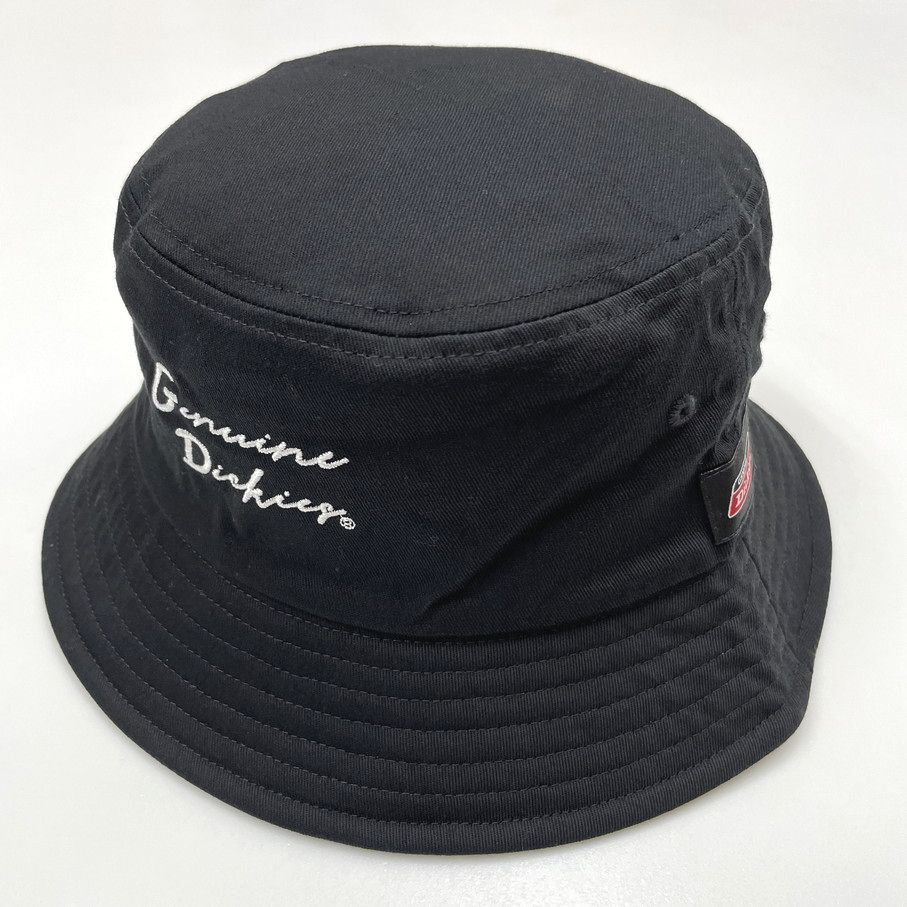 Dickies ブラック バケットハット タグ付き アウトドア キャンプ ゴルフ帽子バイクスポーツレトロ ホワイトロゴ刺繍 ワッペン ディッキーズ