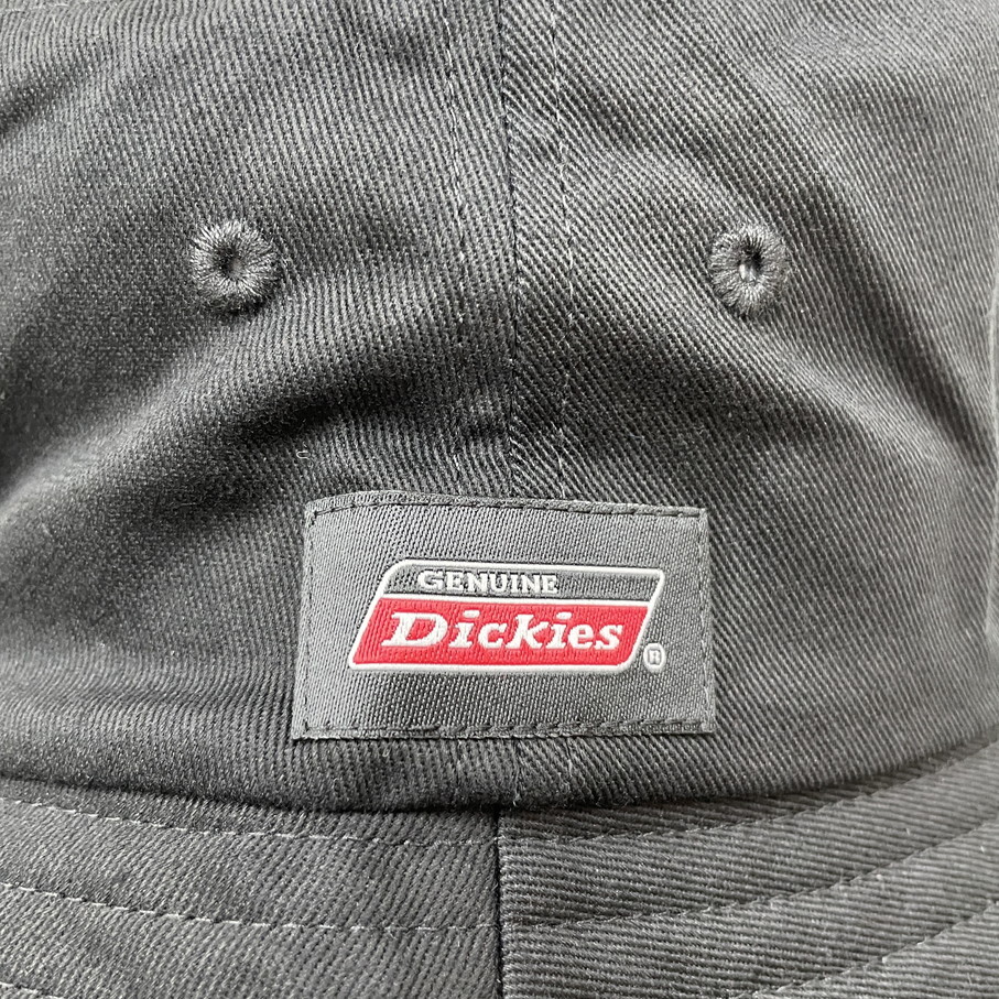 Dickies ブラック バケットハット タグ付き アウトドア キャンプ ゴルフ帽子バイクスポーツレトロ ホワイトロゴ刺繍 ワッペン ディッキーズ