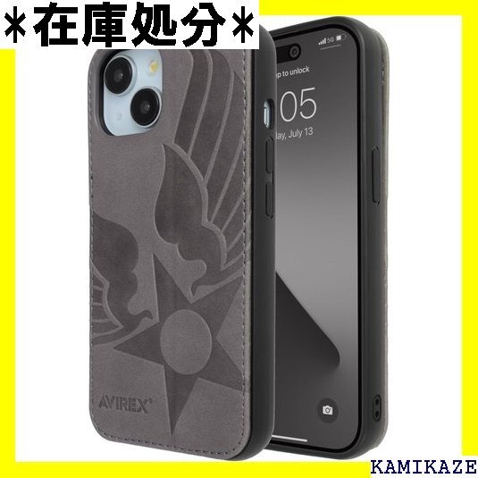 AVIREX iPhone15 ケース 背面 カード 応 iPhone 15用 ブランド スマホケース グレー 1303
