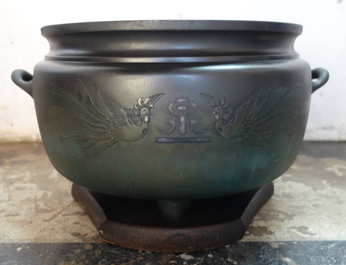 伝統工芸 金属工芸 ＊明治 大正 時代 ＊火鉢 大火鉢 双耳火鉢 瓶