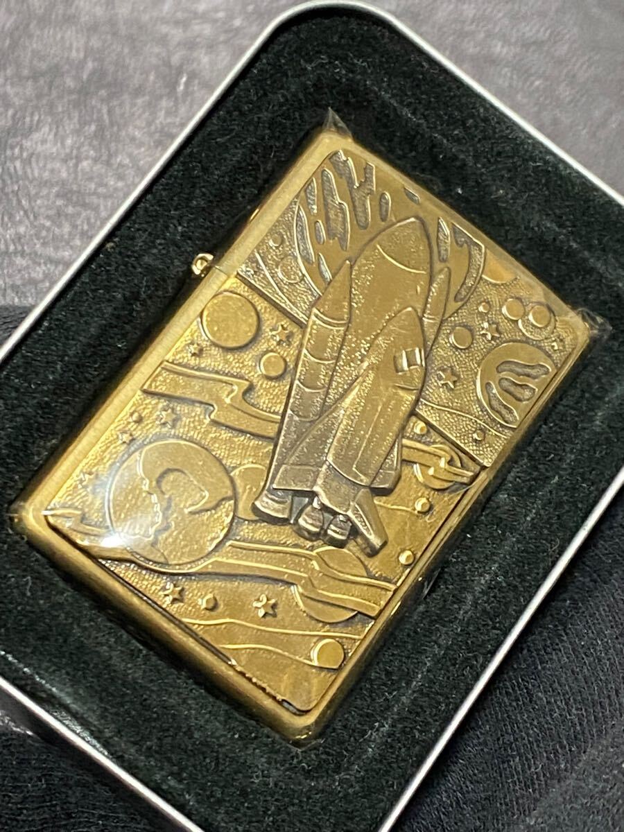 zippo スペースシャトル トリック ゴールド ヴィンテージ 2000年製 SPACE SHIP GOLD ゴールドインナー 2000年製 缶ケース 保証書付き