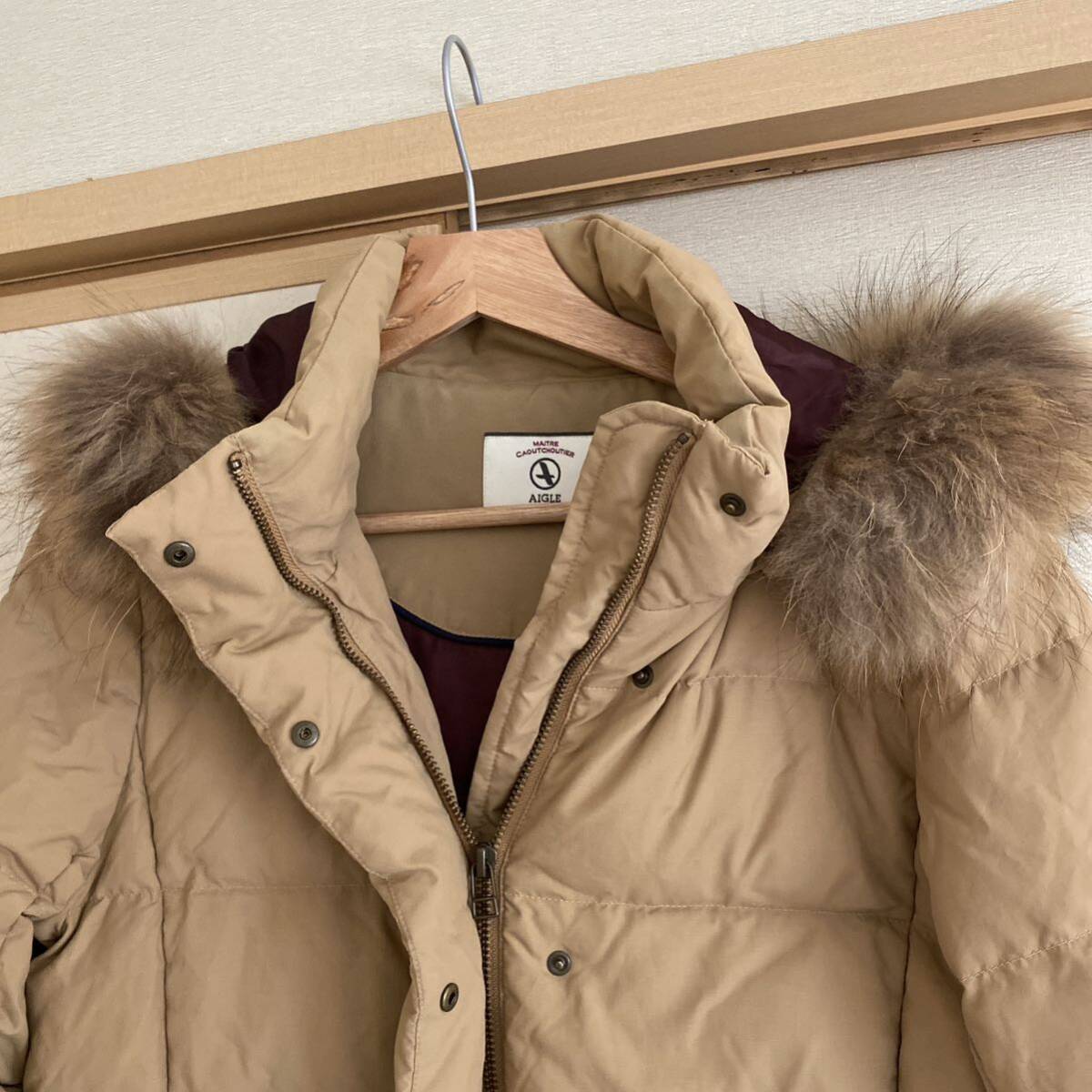 エーグル AIGLE ダウンコート ダウンジャケット ベージュ