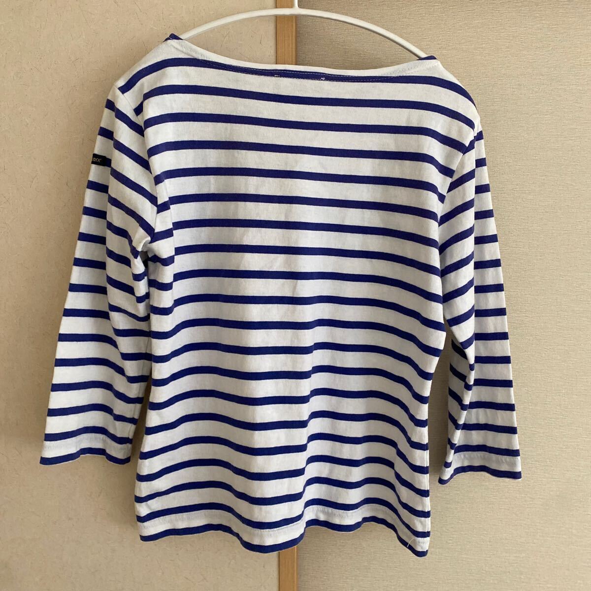 ルミノア　レディース　トップス　カットソー　プルオーバー　ロンT ボーダーTシャツ　ホワイト　ブルー　七分袖