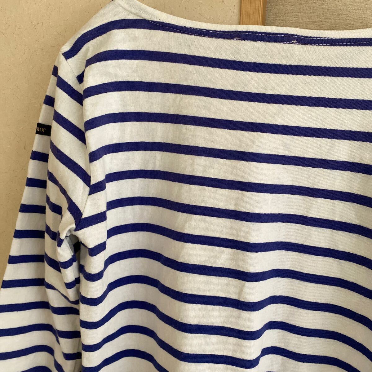 ルミノア　レディース　トップス　カットソー　プルオーバー　ロンT ボーダーTシャツ　ホワイト　ブルー　七分袖
