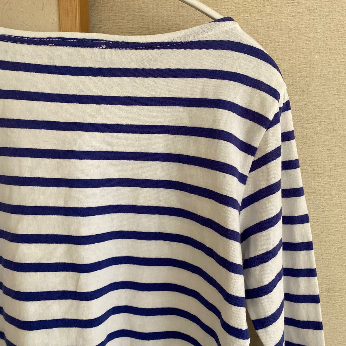 ルミノア　レディース　トップス　カットソー　プルオーバー　ロンT ボーダーTシャツ　ホワイト　ブルー　七分袖