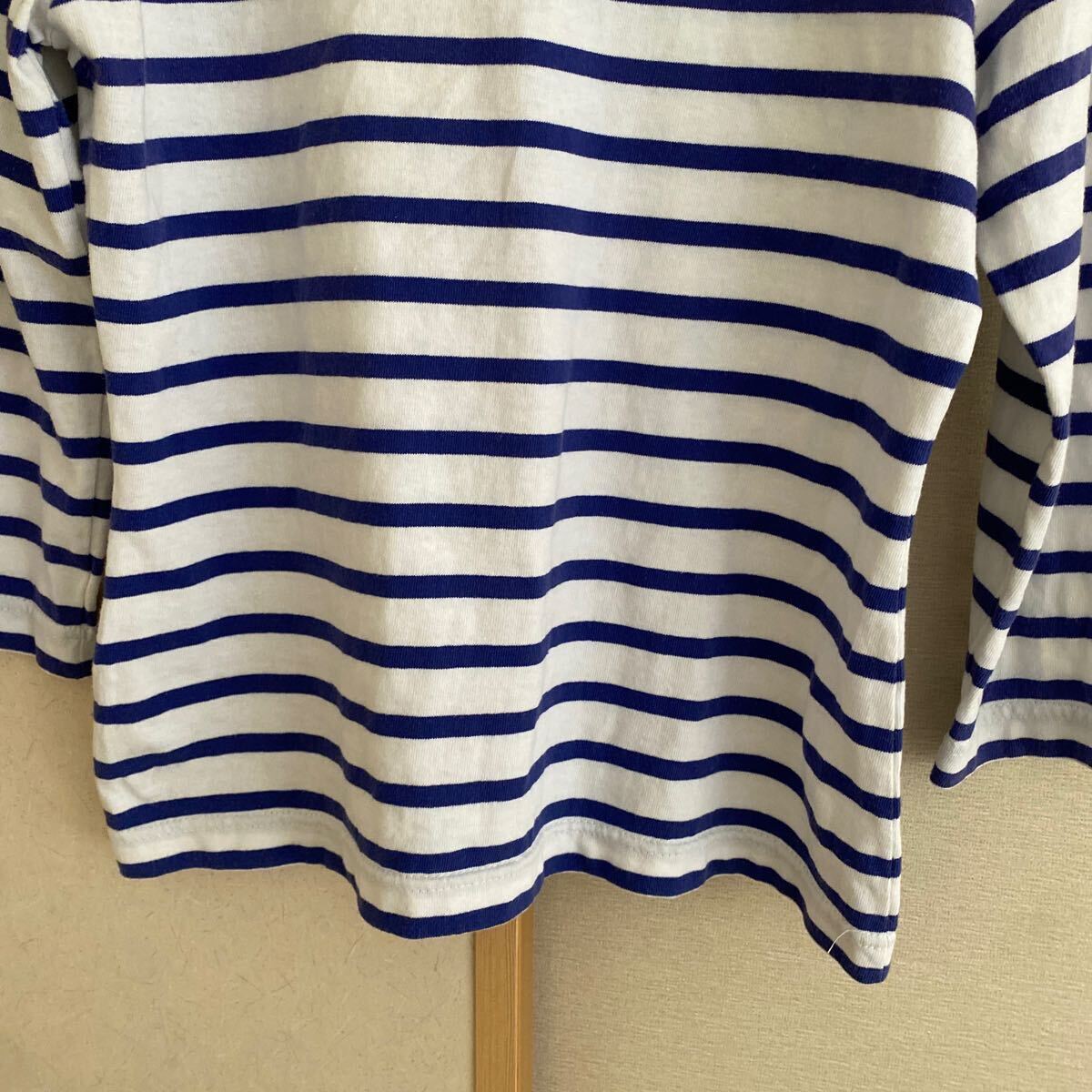ルミノア　レディース　トップス　カットソー　プルオーバー　ロンT ボーダーTシャツ　ホワイト　ブルー　七分袖