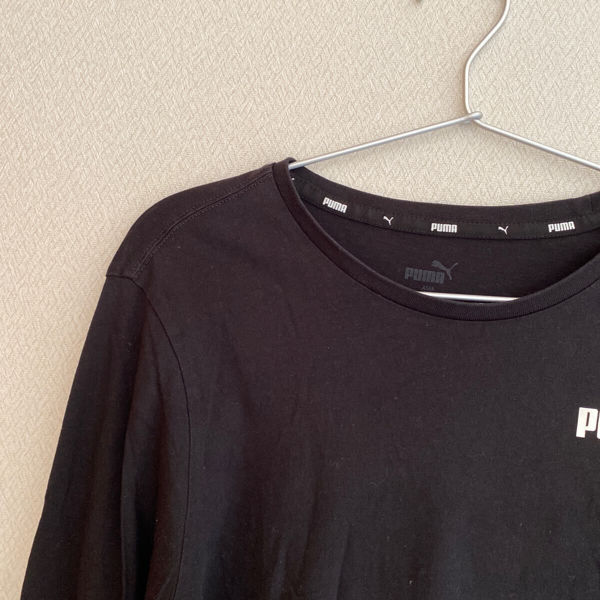 プーマ　PUMA 長袖Tシャツ ロンT トップス カットソー 黒 クルーネック ブラック　ロゴ　160 ジュニア　キッズ