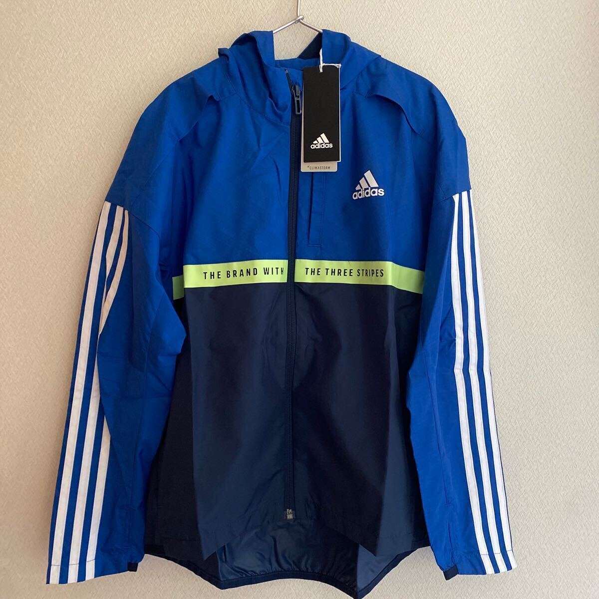 新品　アディダス　adidas ナイロンジャケット ウインドブレーカー 140 ブルー　青　アウター　パーカー　キッズ　ジュニア　ブルゾン