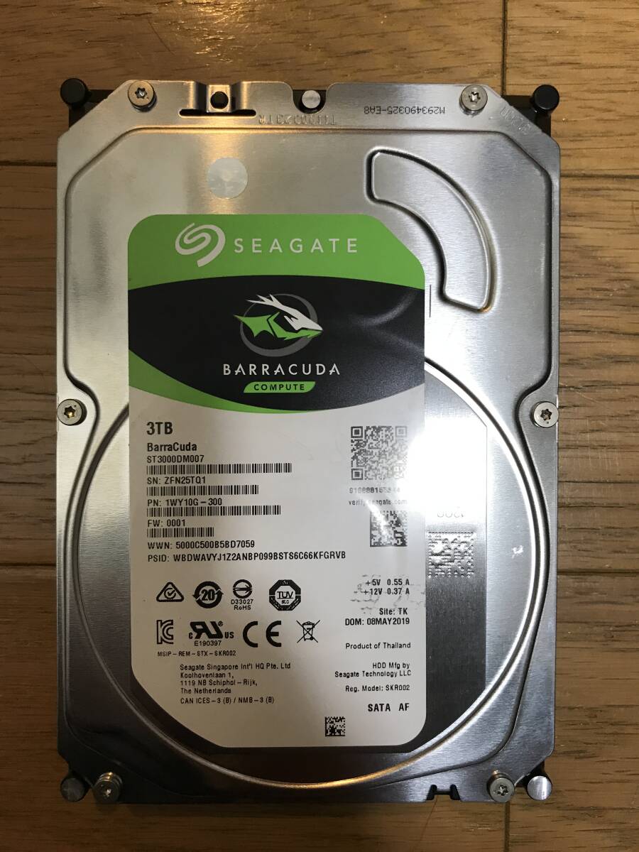Seagate Barracuda ST3000DM007 3TB 3.5inch HDD 動作確認済 正常判定 使用時間964時間