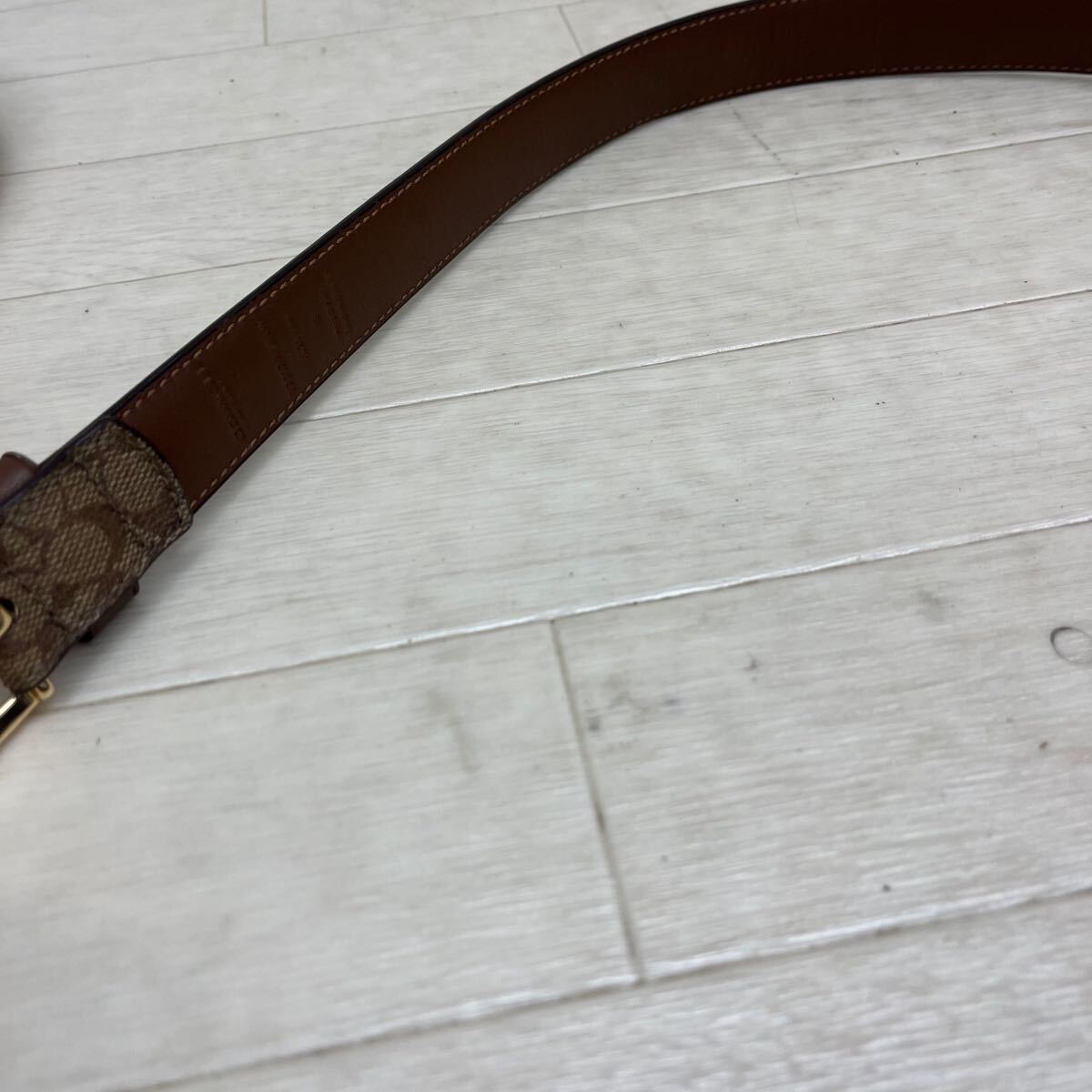 1586* COACH Coach мелкие вещи мода кожа ремень signature 5 дыра casual Brown женский 